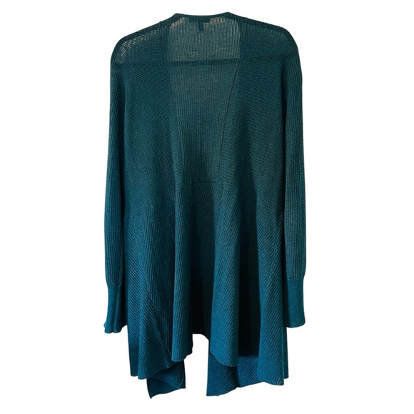 Eileen Fisher Teal Wool Crepe Lightweight Open Front Cardigan 2X - Picture 4 of 4